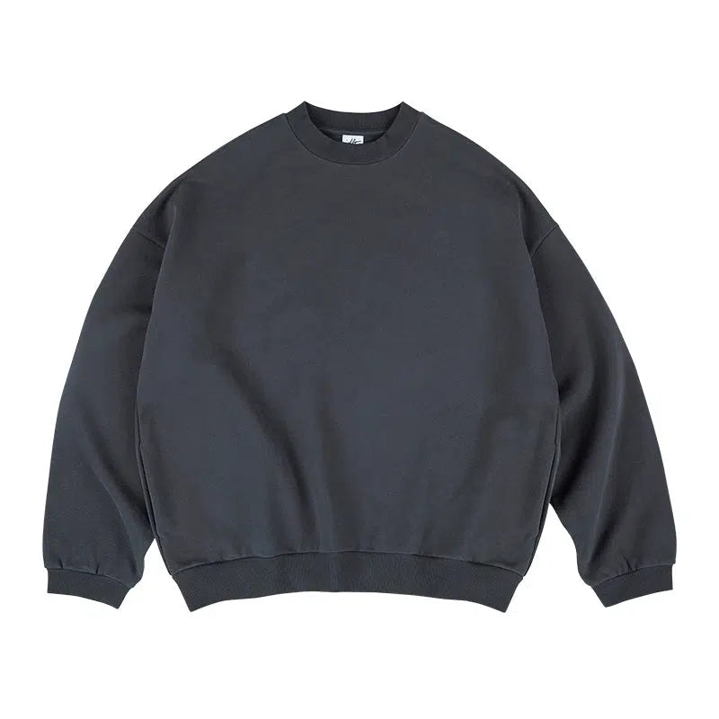 Heavyweight Drop Shoulder Pullover Sweater-The Korean Fashion