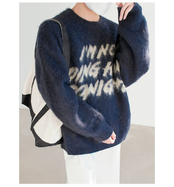 Mohair Knit Sweater with Lettering