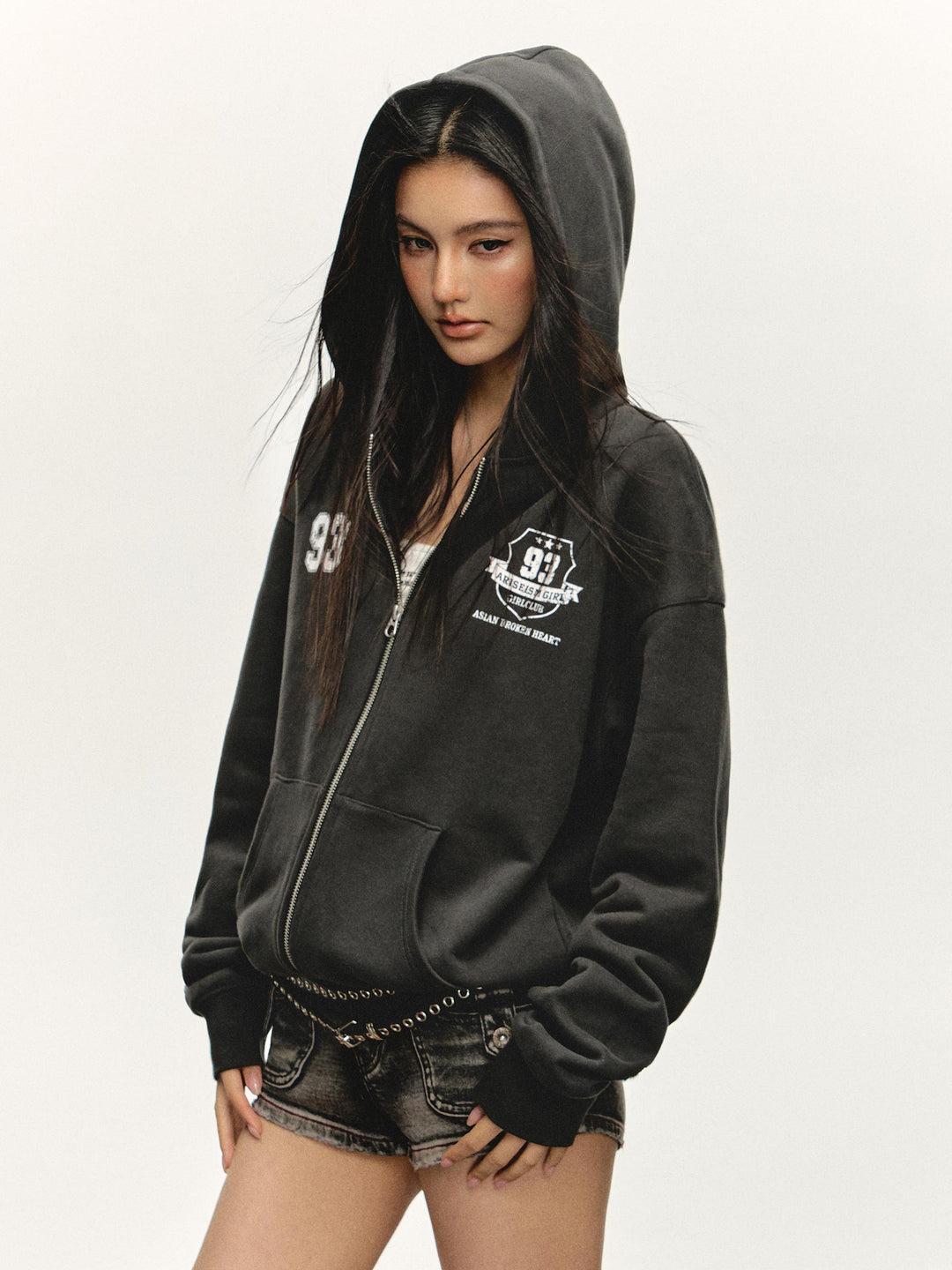 Retro Loose Hooded Sweatshirt Jacket