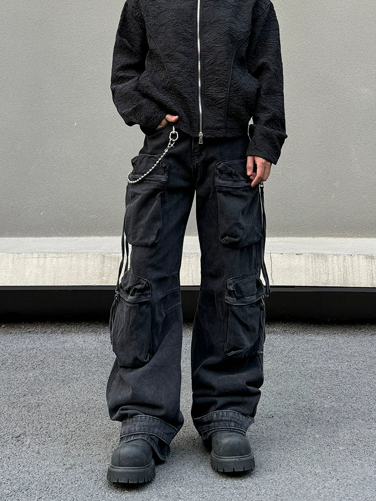 Black Wide Leg Cargo Pants