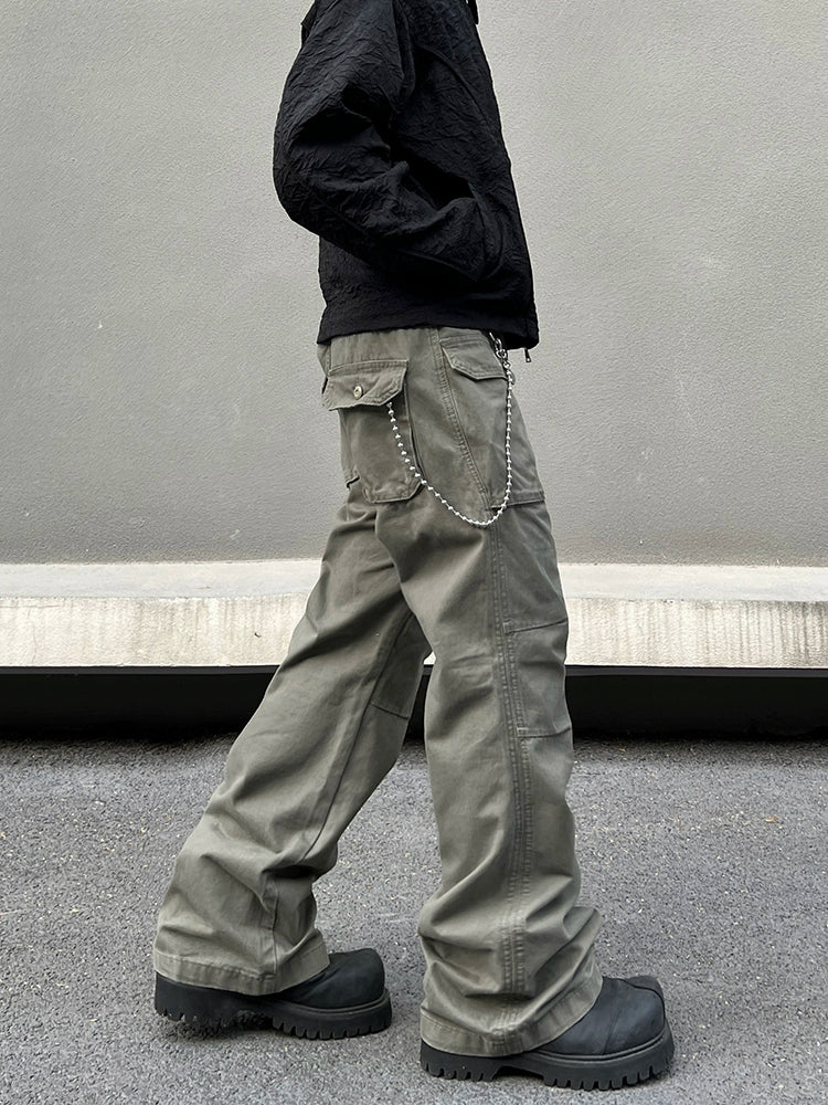 Multi-Pocket Straight Cargo Pants