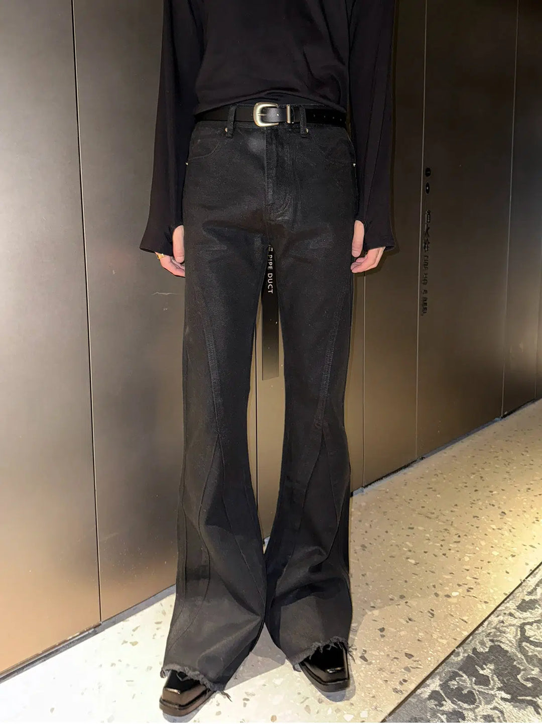 Black Slim-Fit Washed Gradient Pants