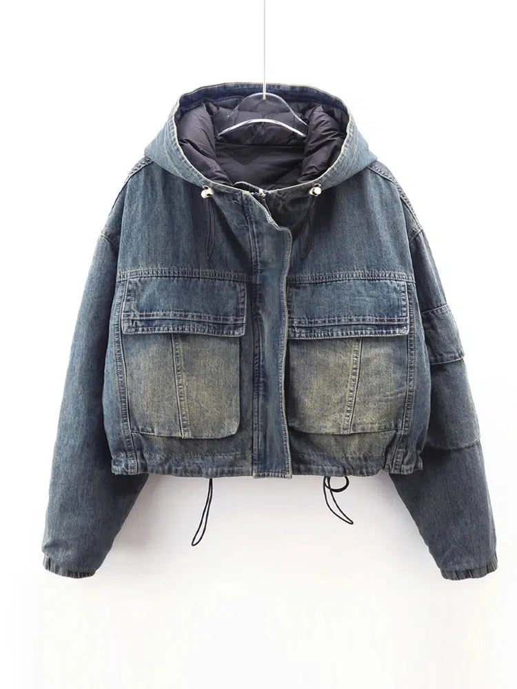 Reversible Velvet-Lined Denim Jacket-The Korean Fashion