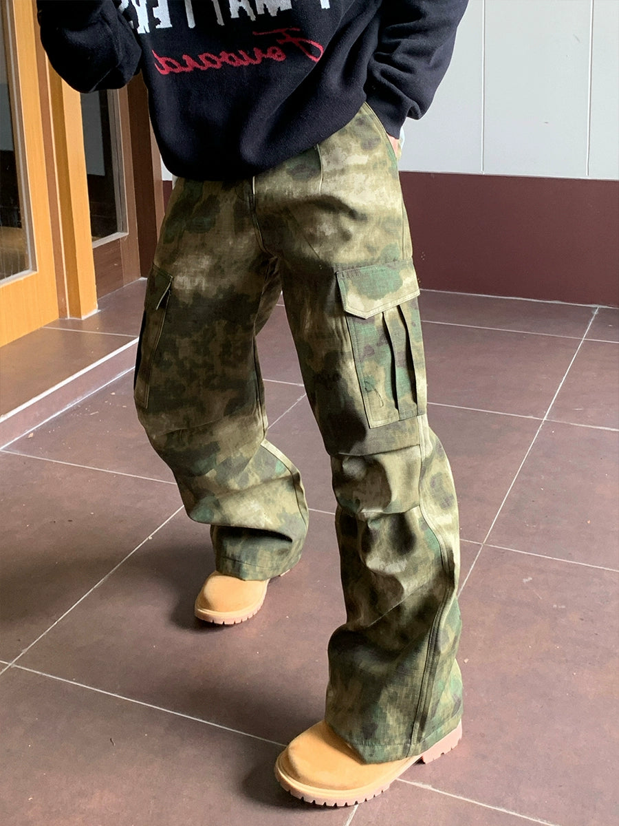 Pantalones de trabajo holgados con múltiples bolsillos de camuflaje 