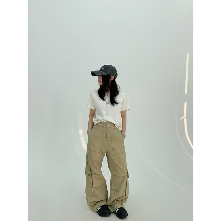 Wide-Leg Distressed Workwear Pants