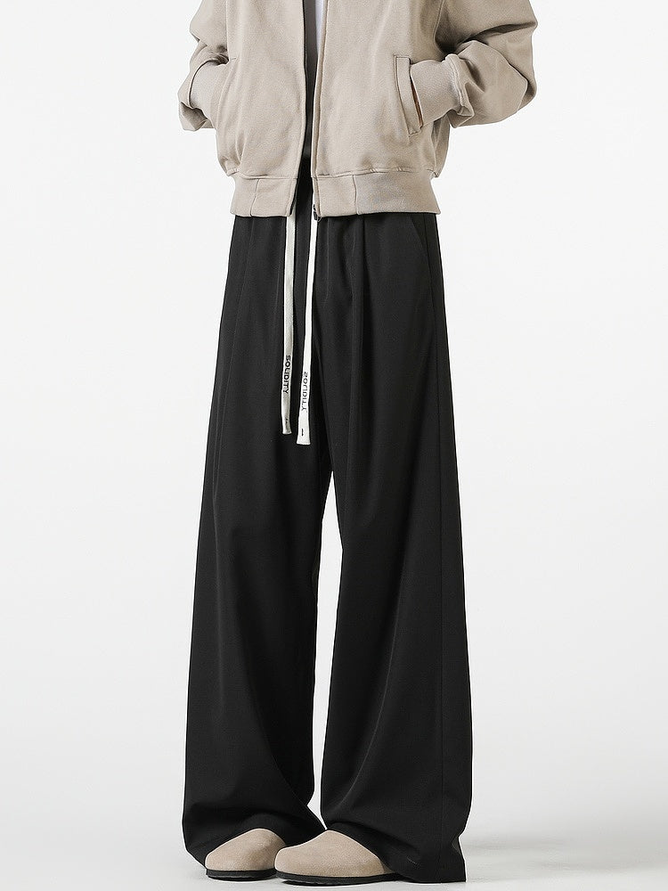 Wide-Leg Drawstring Casual Pants