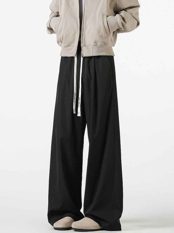 Wide-Leg Drawstring Casual Pants