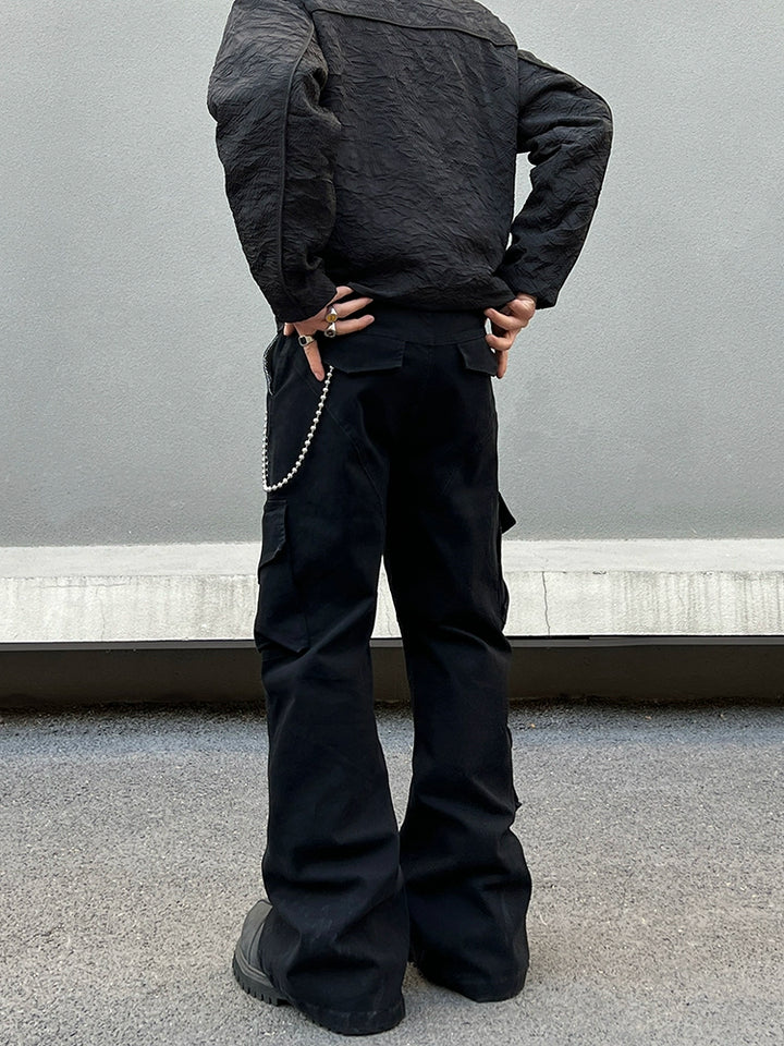 Multi-Pocket Cargo Flared Pants