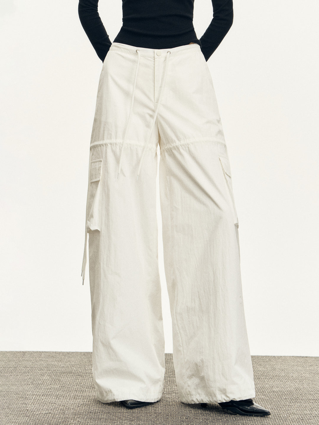 Retro Multi-pocket Wide-leg Pants