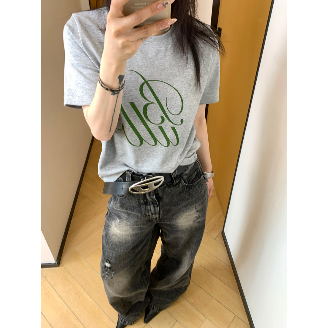 Pure Cotton Letter Print T-Shirt