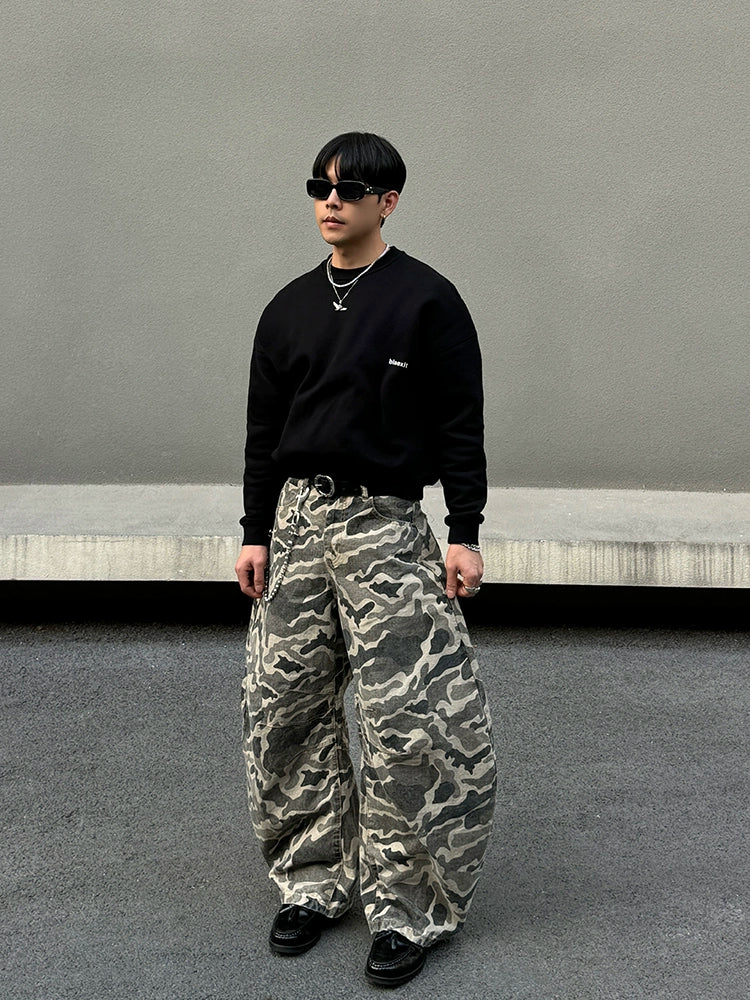 Pantalons droits décontractés camouflage amples 