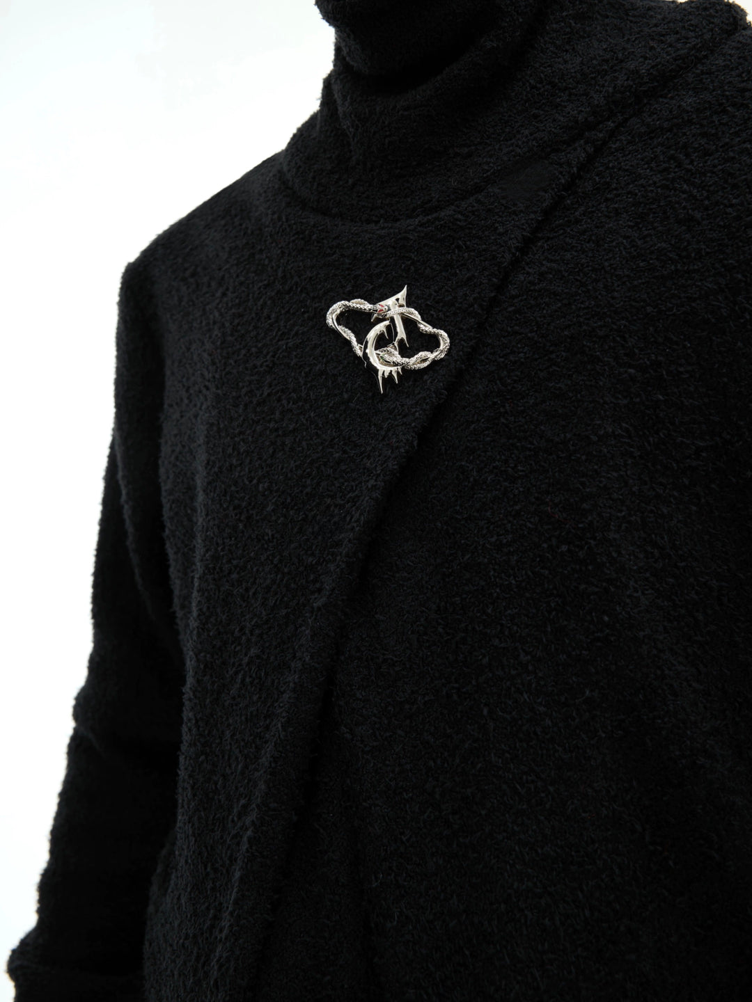 Deconstructed High Collar Slim Fit Knitwear