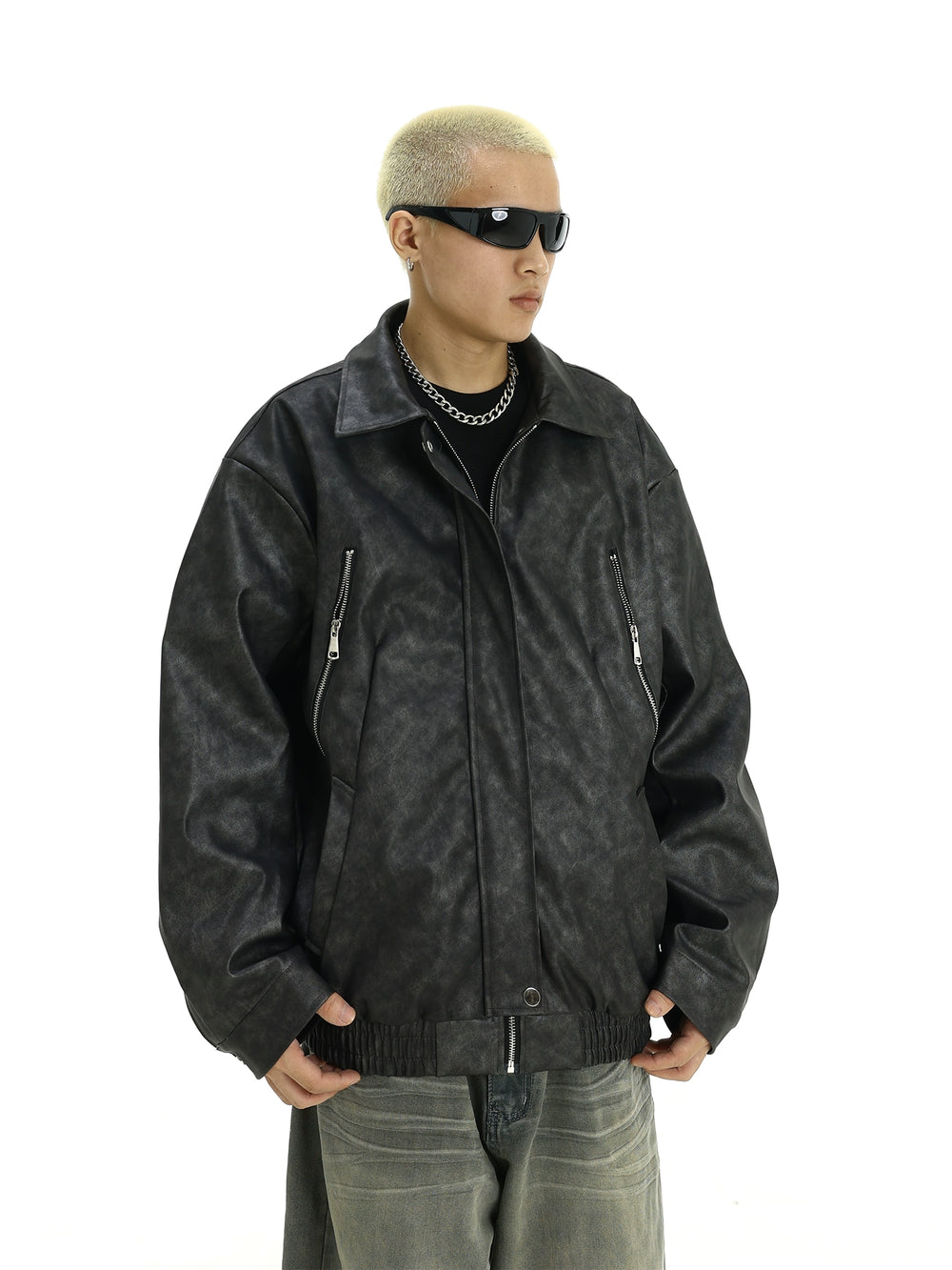 Hip-Hop Lapel Leather Jacket