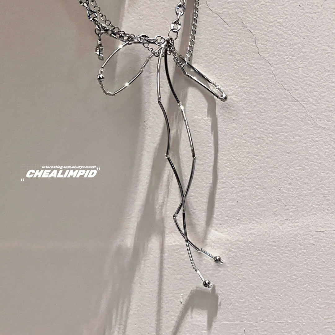 Silk Bow Irregular Clavicle Chain Choker-The Korean Fashion