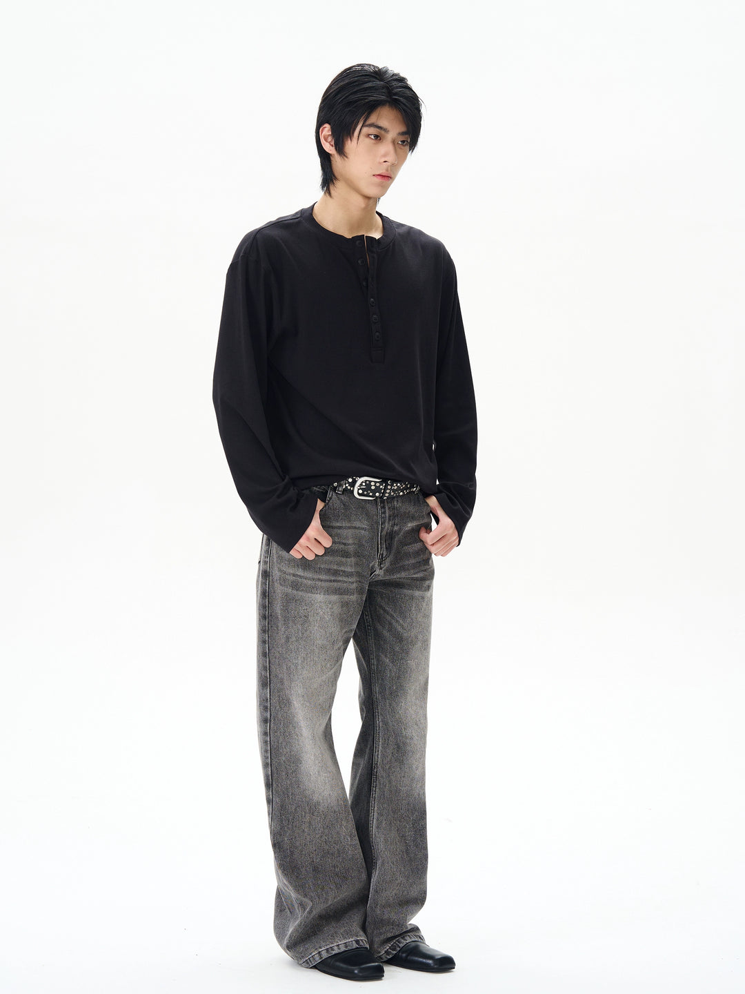 Grey Slim Fit Denim Flared Pants