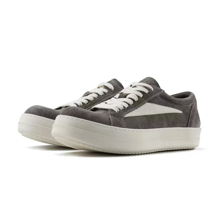 Cowhide Thick-Soled Low-Top Casual Sneakers-The Korean Fashion