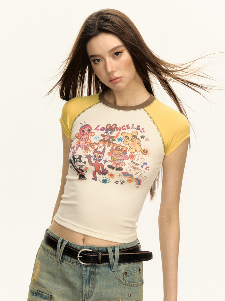 Retro Cartoon Illustration Short-Sleeve Top