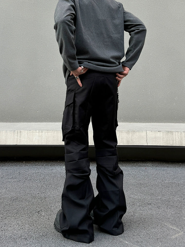 Straight-Leg Pleated Cargo Pants