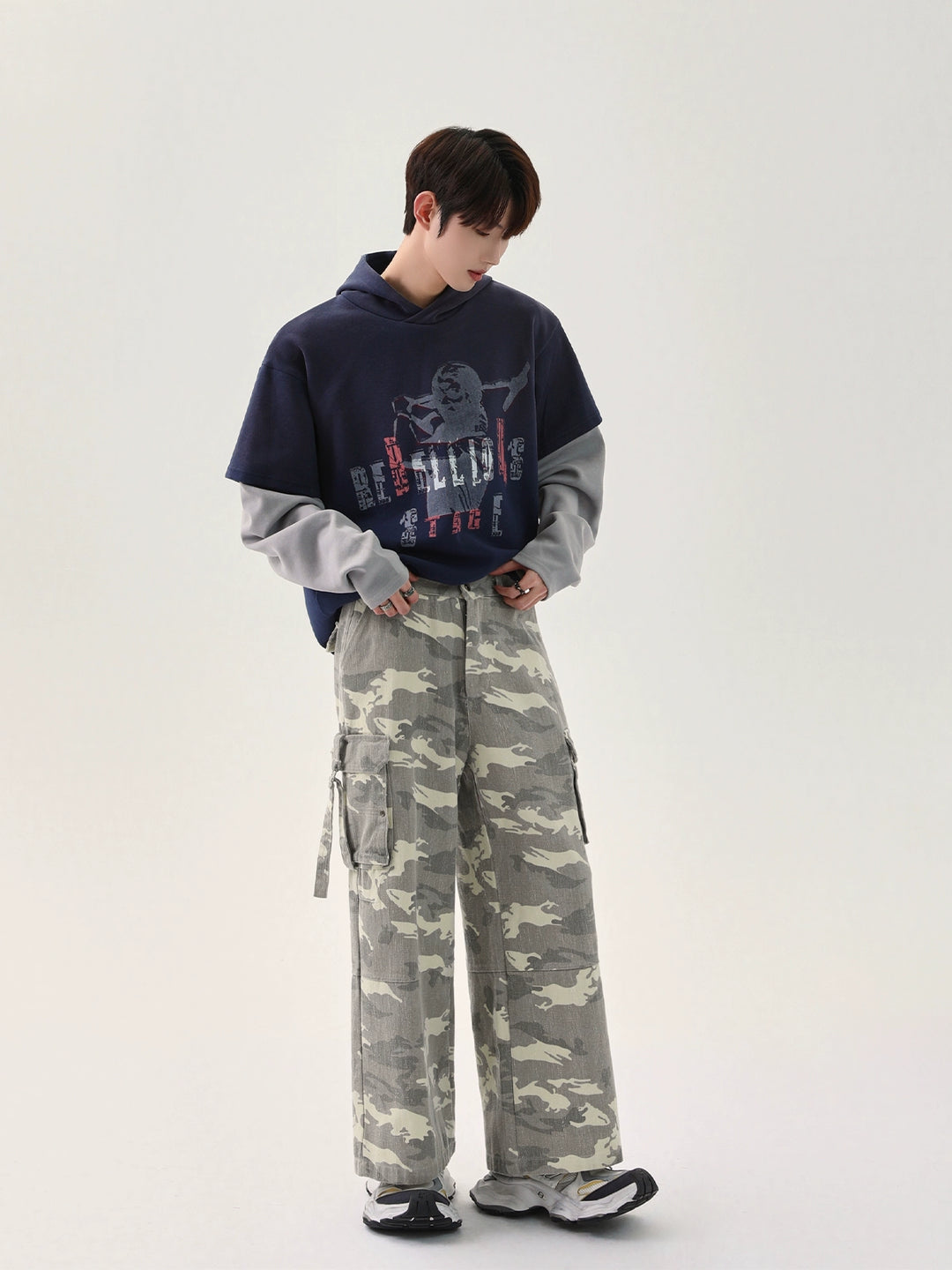 Camouflage Wide Leg Cargo Pants