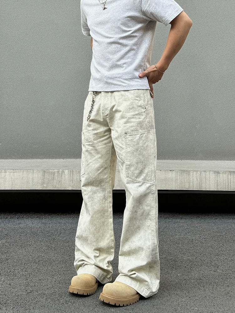 Retro Marble Straight Casual Pants