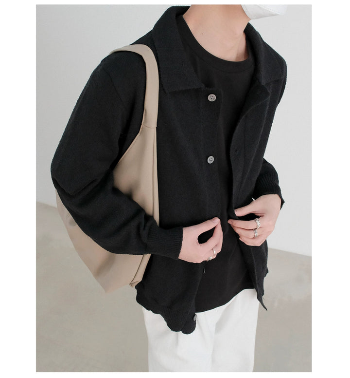 Button-front Lapel Knitted Cardigan