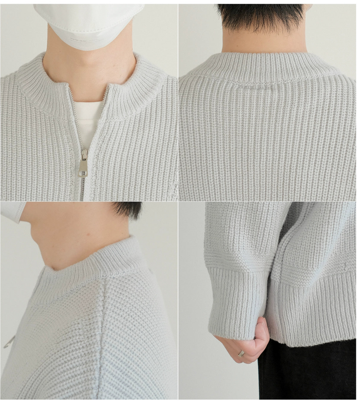 Round Neck Ribbed Knitted Cardigan