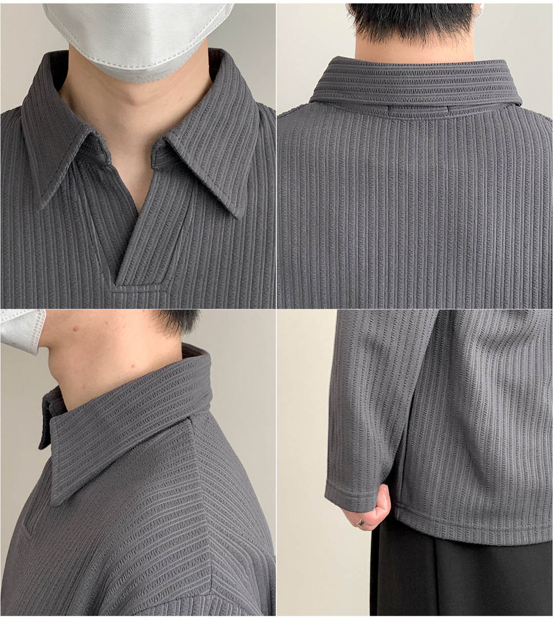 Minimalist Lapel Striped Polo Shirt