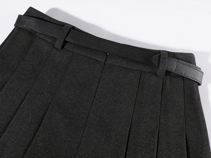 Pleated Skirt with Belt