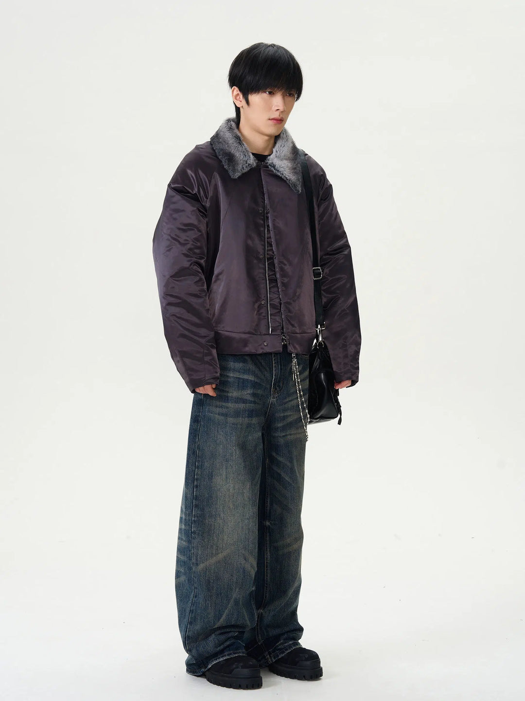 Men's Insulated Fur Collar Pilot Jacket-The Korean Fashion