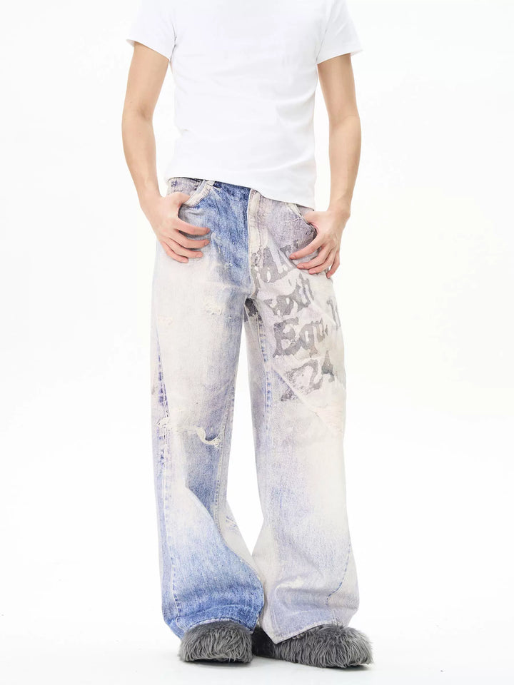 Retro 3D Letter Street-Rock Jeans