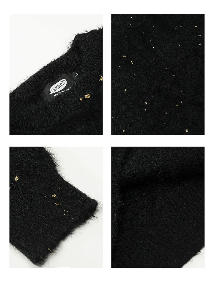 Mohair Round Neck Knit Sweater