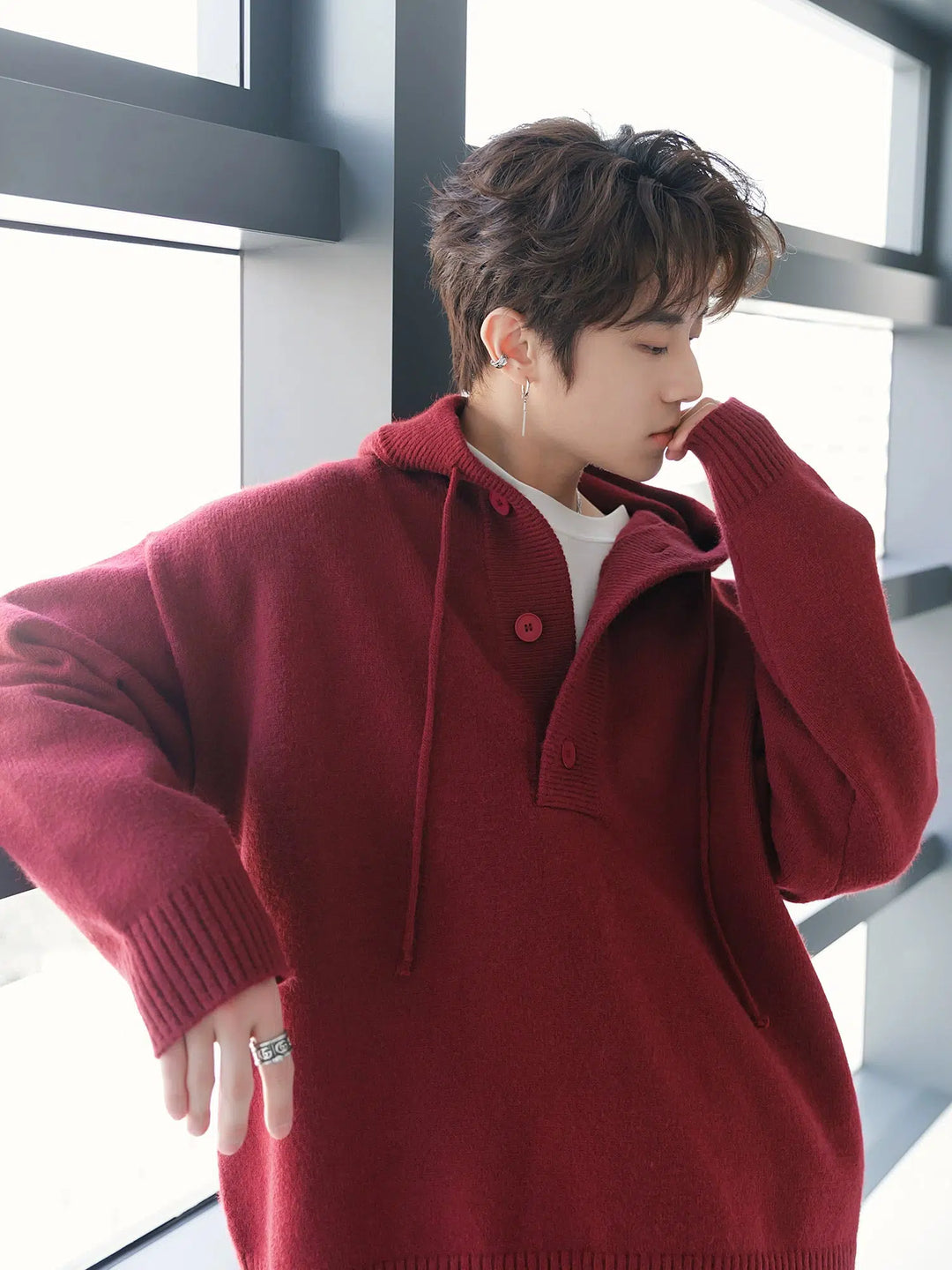 Hooded Knit Sweater-The Korean Fashion