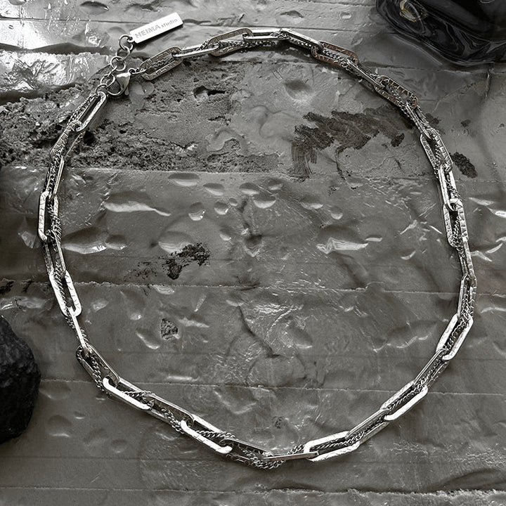 Titanium Steel Hammered Chain Necklace