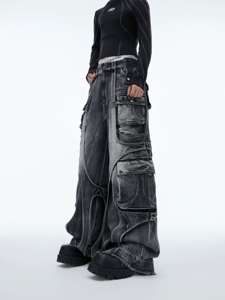 Wide-Leg Multi-Pocket Cargo Jeans