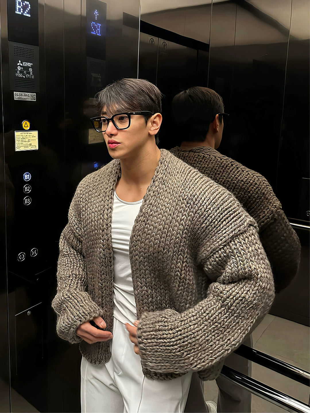 Knit V-Neck Cardigan Sweater