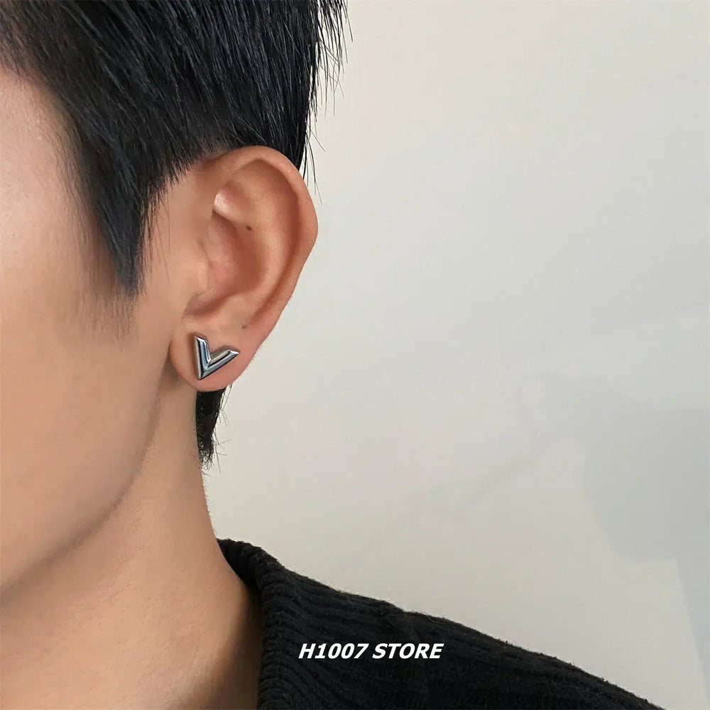 Titanium Steel V-Shaped Stud Earrings