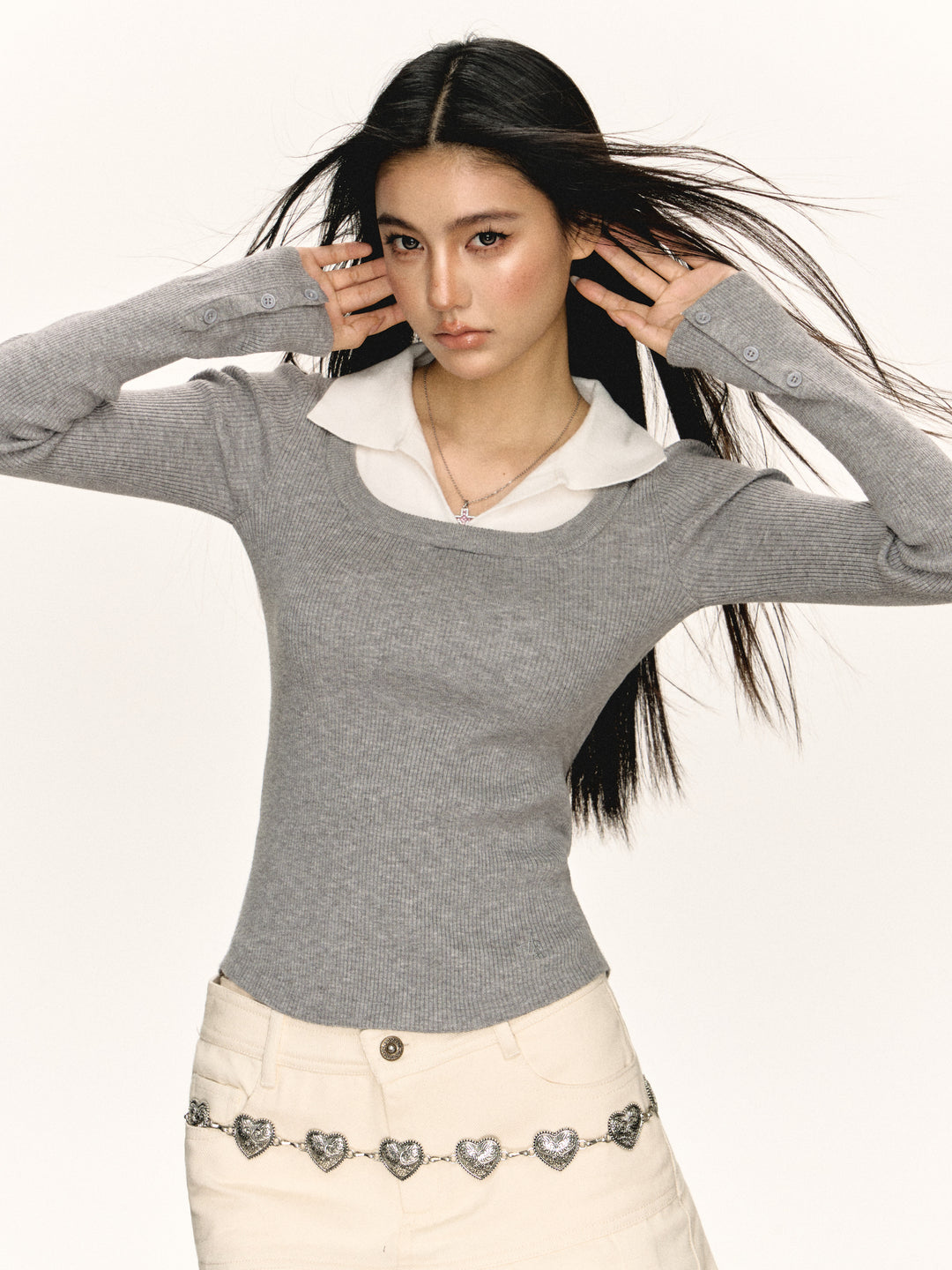 Retro Two-Piece Slim-Fit Knit Sweater