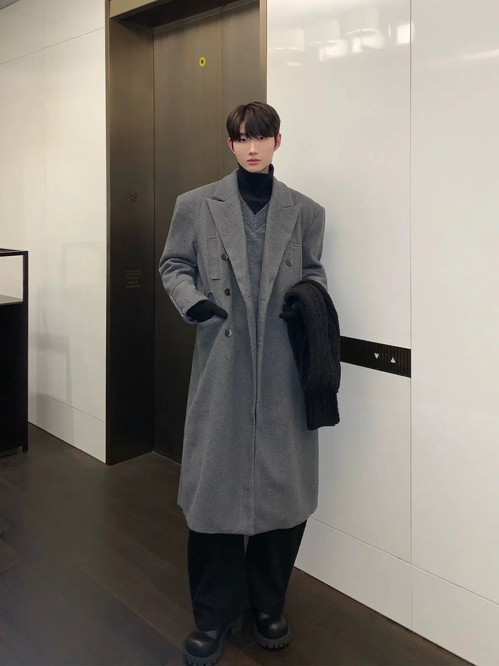 Loose Versatile Long Wool Coat-The Korean Fashion