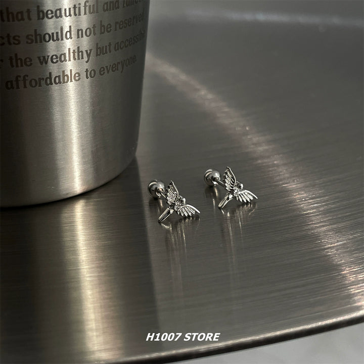 Angel Wing Titanium Stud Earrings