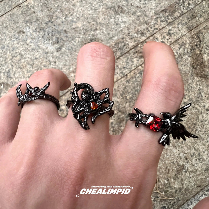 Irregular Punk Style Rings with Gemstones-The Korean Fashion