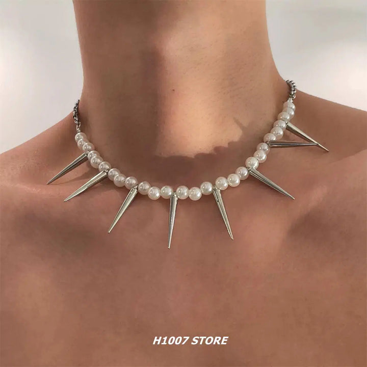 Pearl Spike Punk Choker