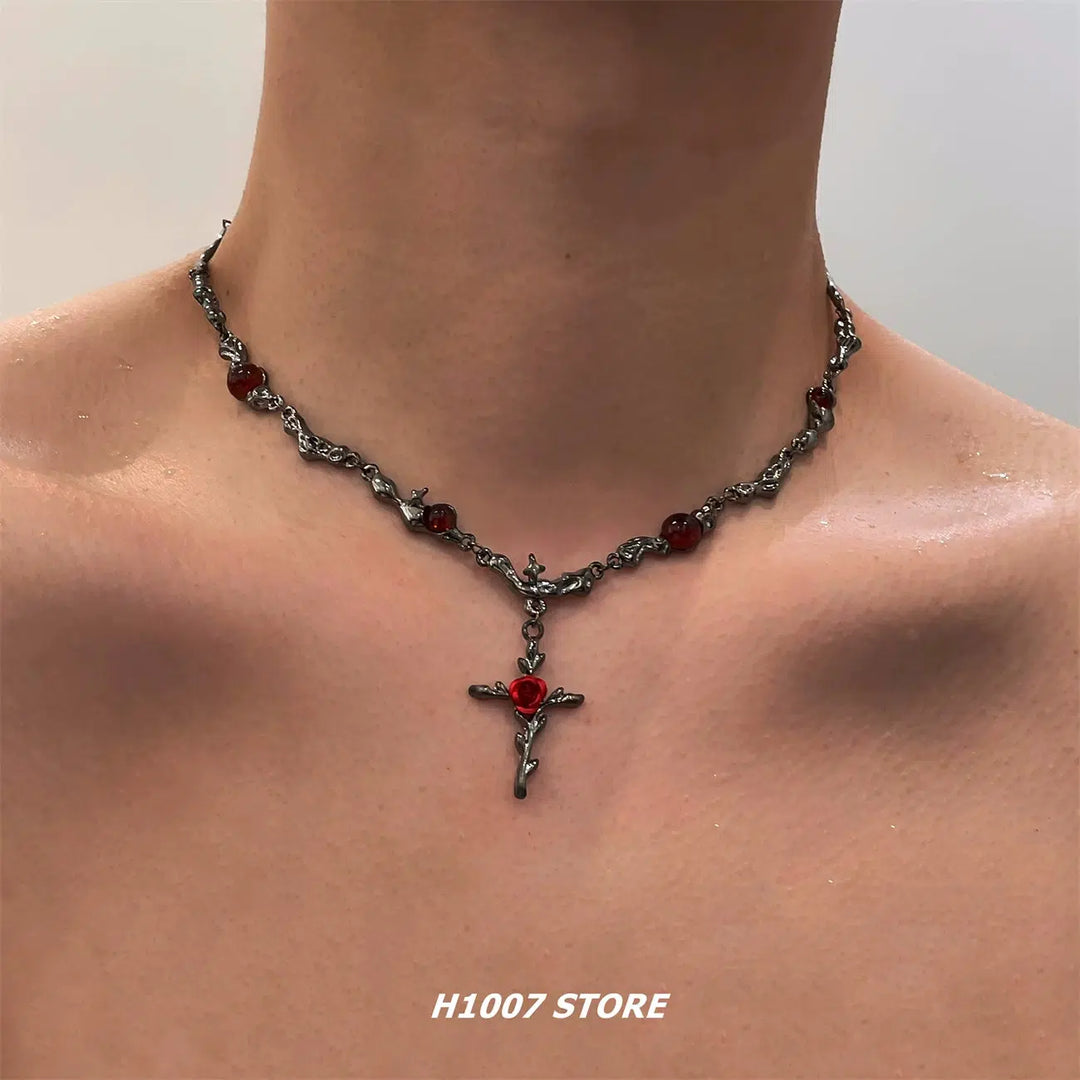 Cross Rose Necklace