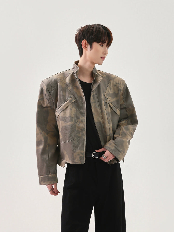 Camouflage Stand-Up Collar Jacket