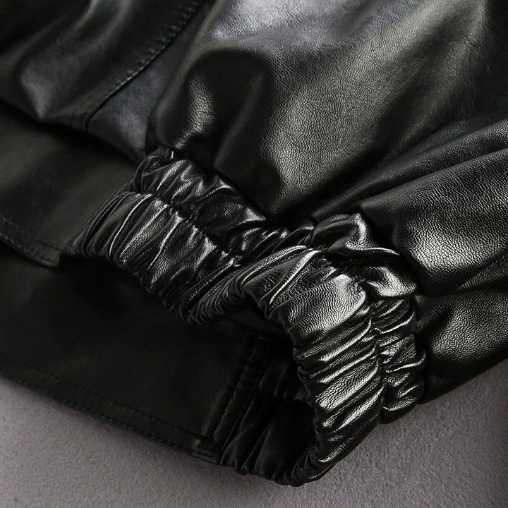 Basic Black PU Leather Jacket