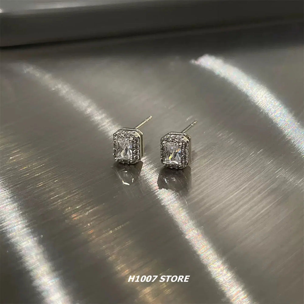 Geometric Crystal Stud Earrings