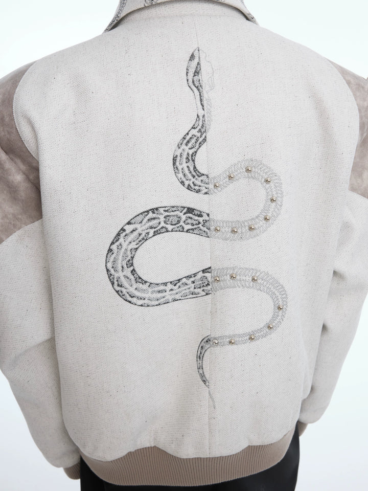 Snake Print Splicing Short Jacket