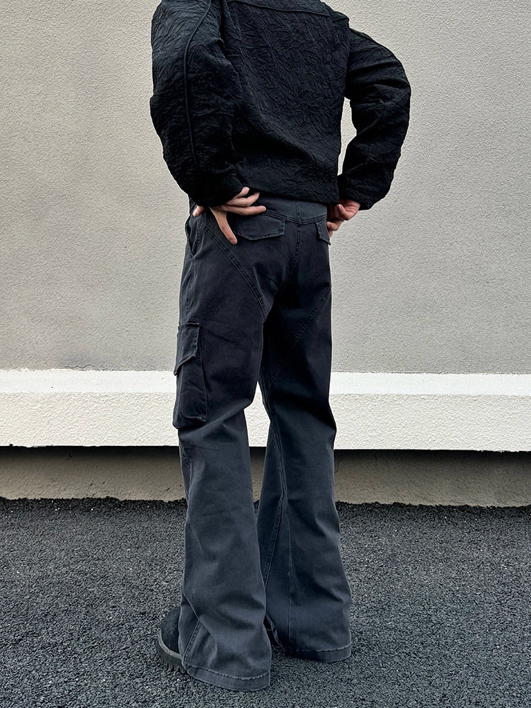 Dark Gray Straight Denim Cargo Pants