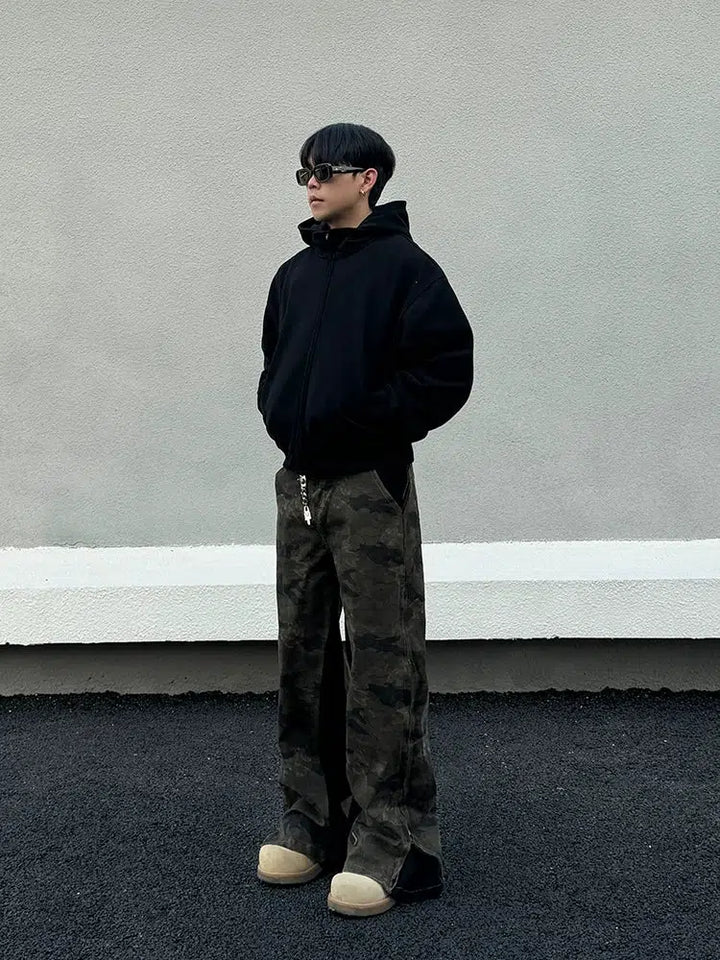 Camouflage Straight-Leg Cargo Pants