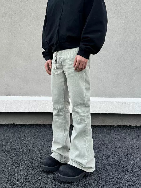 Flared Washed Distressed Bootcut Jeans Pants-The Korean Fashion