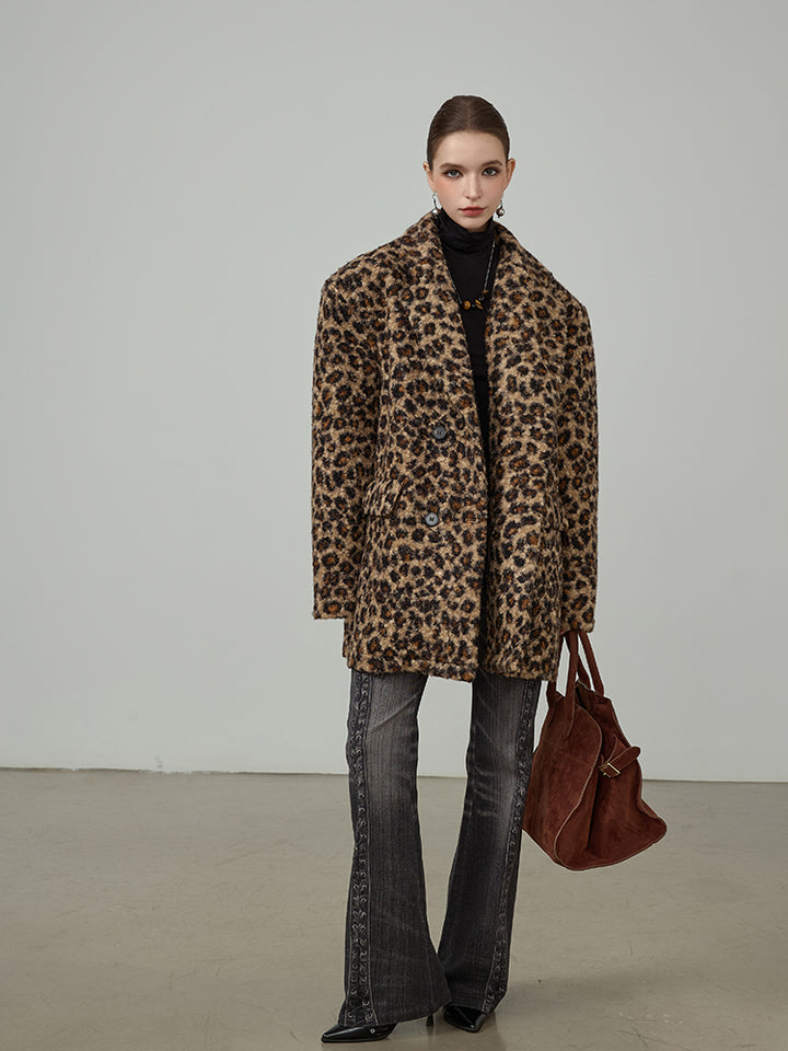 Leopard Print Medium-Length Fur Coat